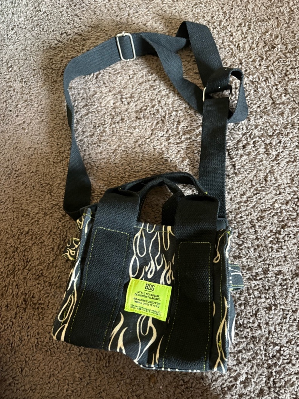 BDG Black Messenger vBag with Neon Green Patch